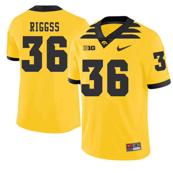 2019 Men #36 Mitch Riggss Iowa Hawkeyes College Football Alternate Jerseys Sale-Gold